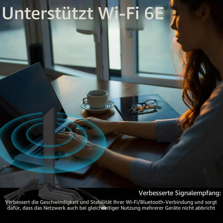 JINTAI High Gain 9dBi Tri-Band WiFi 6E Antenne mit Magnetfuss für ASUS für PC Desktop Computer - Omn