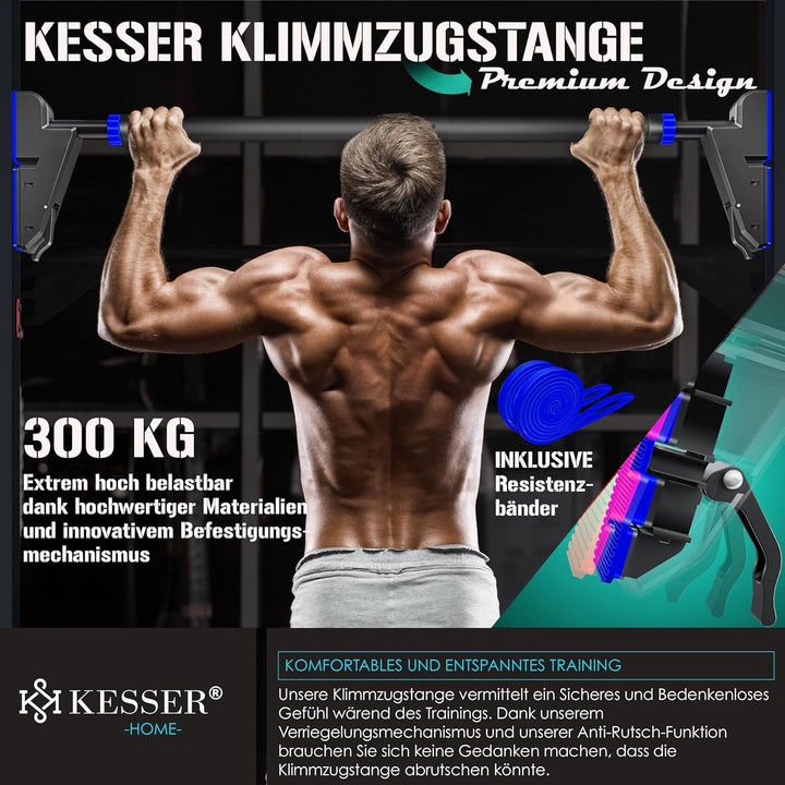 KESSER® Klimmzugstange Türrahmen verstellbar, Pull Up Bar Heimturnhalle, Reckstange ohne Schrauben/B