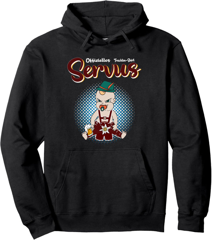 Lederhose Tracht Trachten lustig mit Spruch Servus Bayern Pullover Hoodie