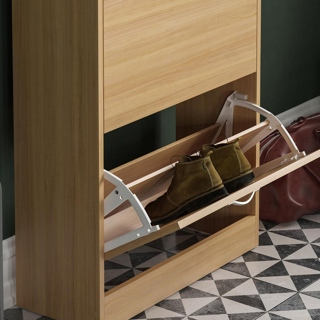 Vida Designs Schuhschrank mit 2 Klappfächern, Aufbewahrung für Schuhe, Organizer, Holzmöbel-Einheit,