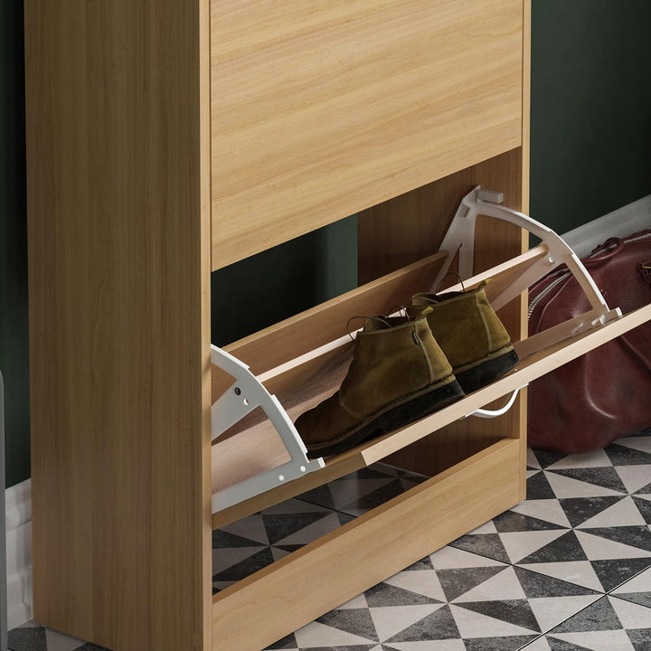 Vida Designs Schuhschrank mit 2 Klappfächern, Aufbewahrung für Schuhe, Organizer, Holzmöbel-Einheit,