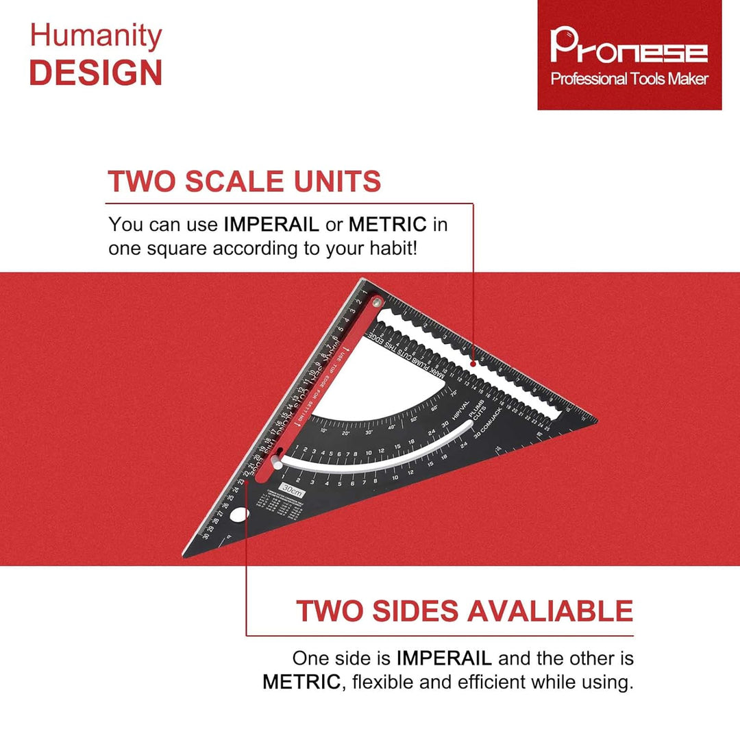 Pronese Verstellbares Dachviereck 30.5 cm, Aluminiumlegierung, Drehradren-Quadrat, metrisches und im