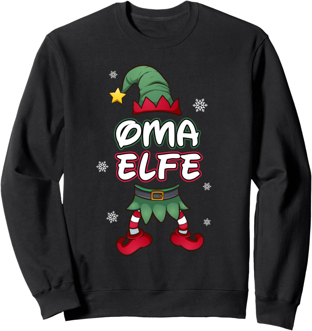 Oma Elfe Weihnachtsoutfit Partnerlook Geschenk Weihnachten Sweatshirt