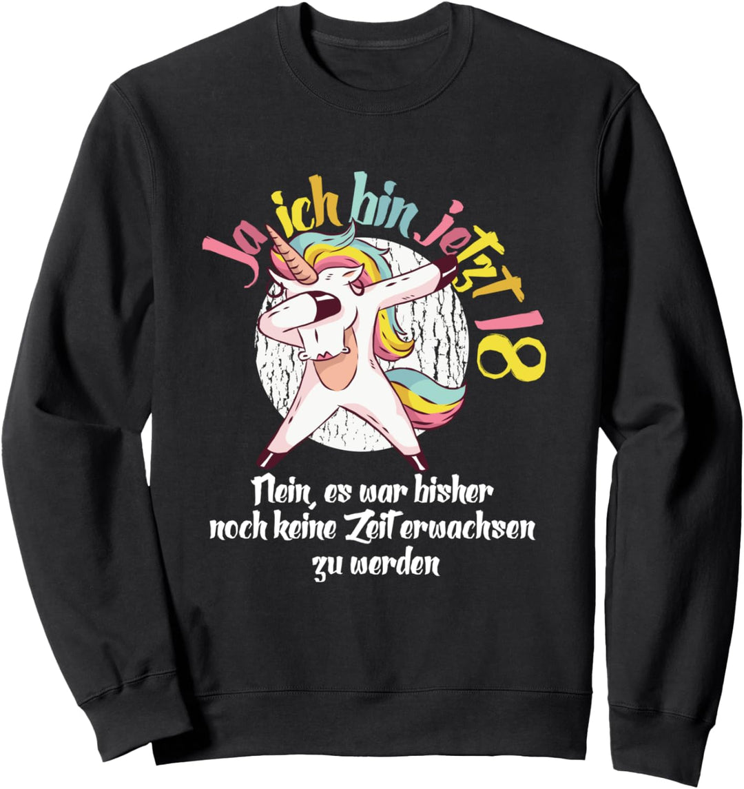 Ja ich bin 18 Einhorn 18. Geburtstag 2002 Mädchen Frau Sweatshirt