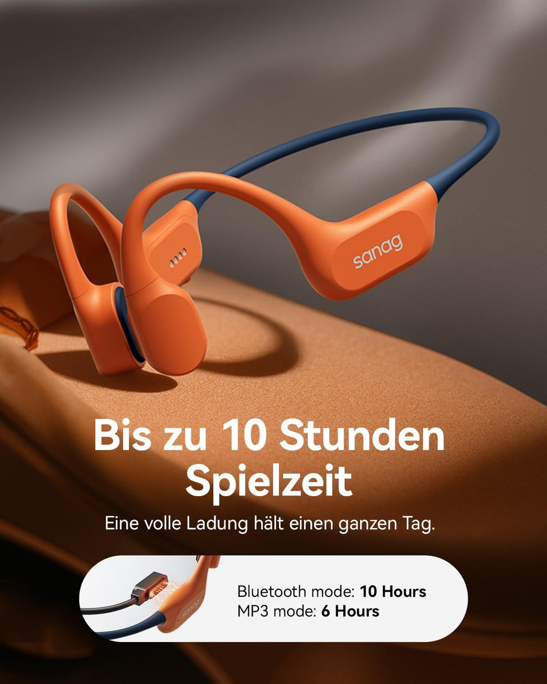 SANAG Knochenschall Schwimmen Kopfhörer, IP68 Wasserdicht, 64GB MP3 Player, Bluetooth 6.0 Sport Kopf