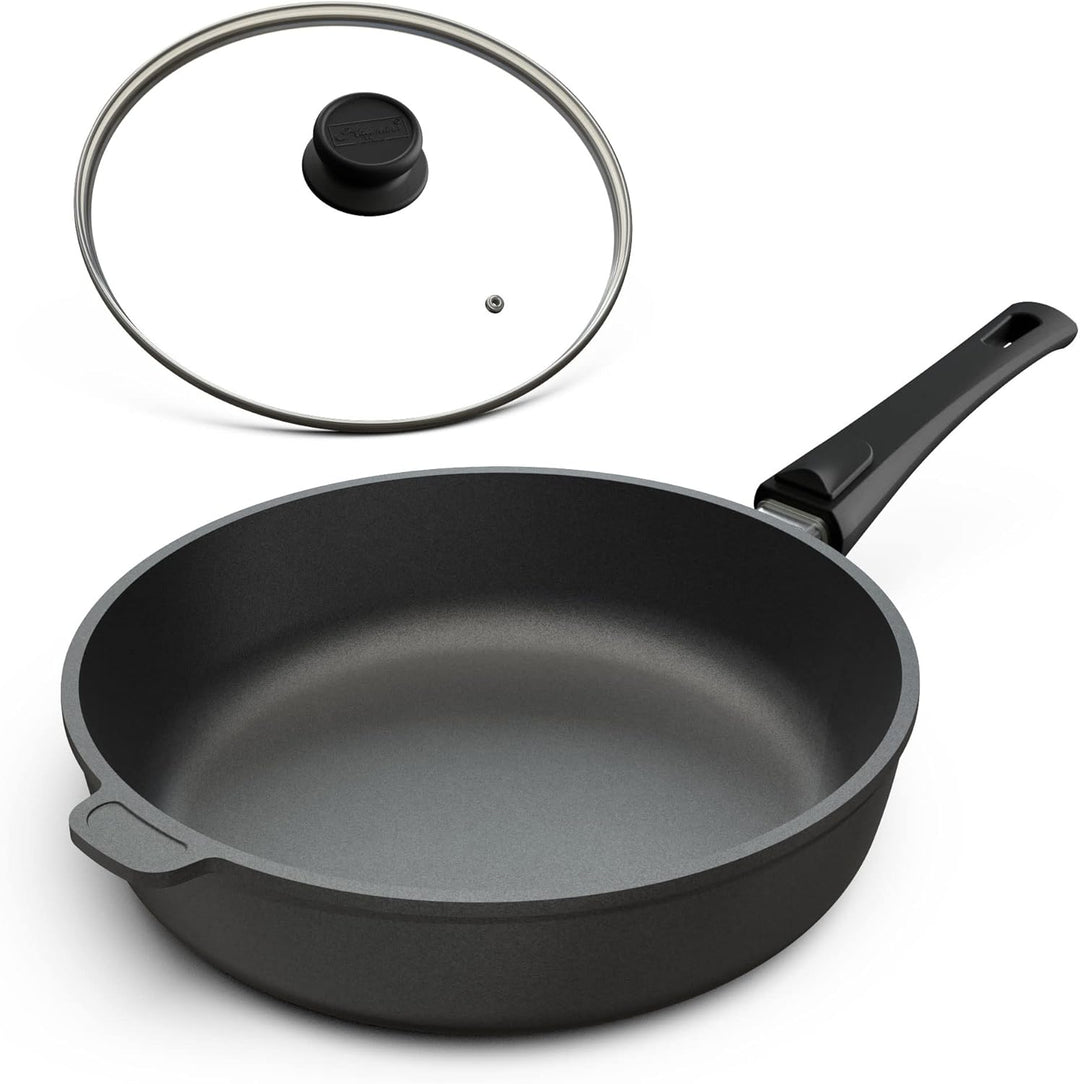 Hoffmann Aluguss Bratpfanne 28 cm Induktion Hoher Rand 7 cm Innenhöhe I Pfanne Induktionsherd I Schm