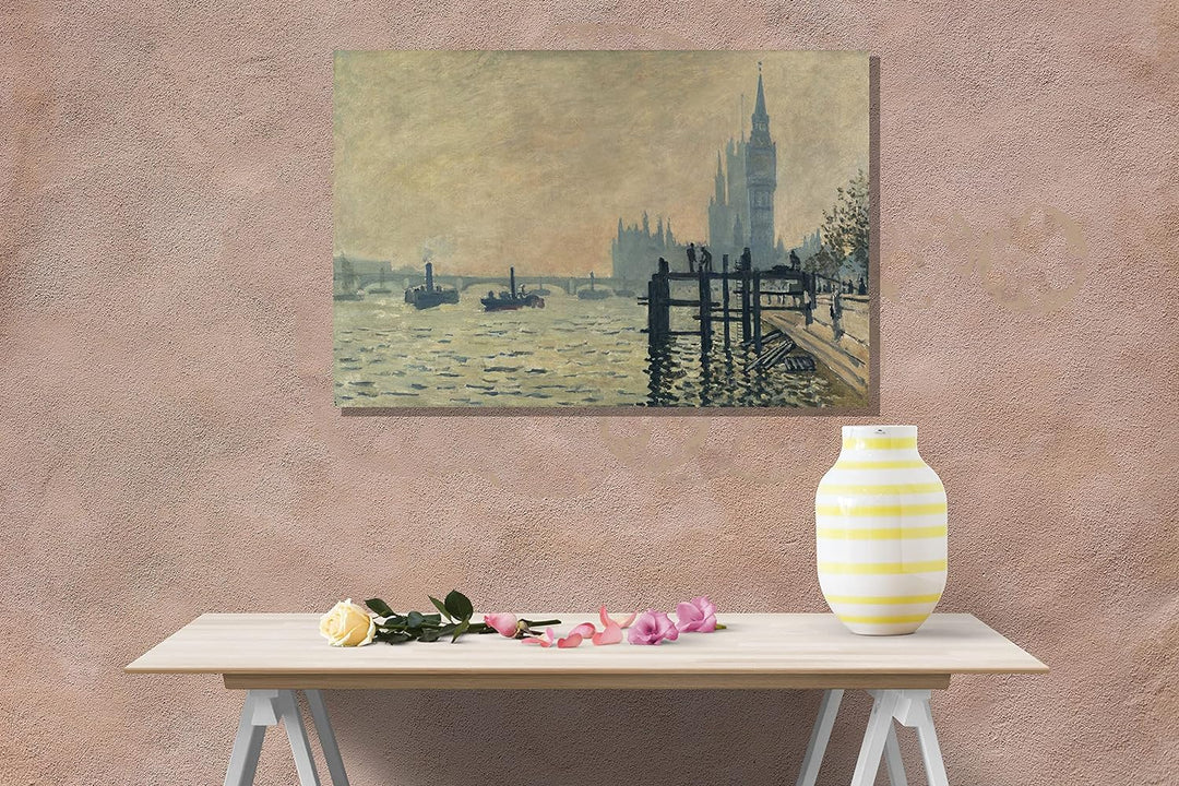 Claude Monet Leinwandbild "The Themes Below Westminster", gerahmt, 86 x 61 cm
