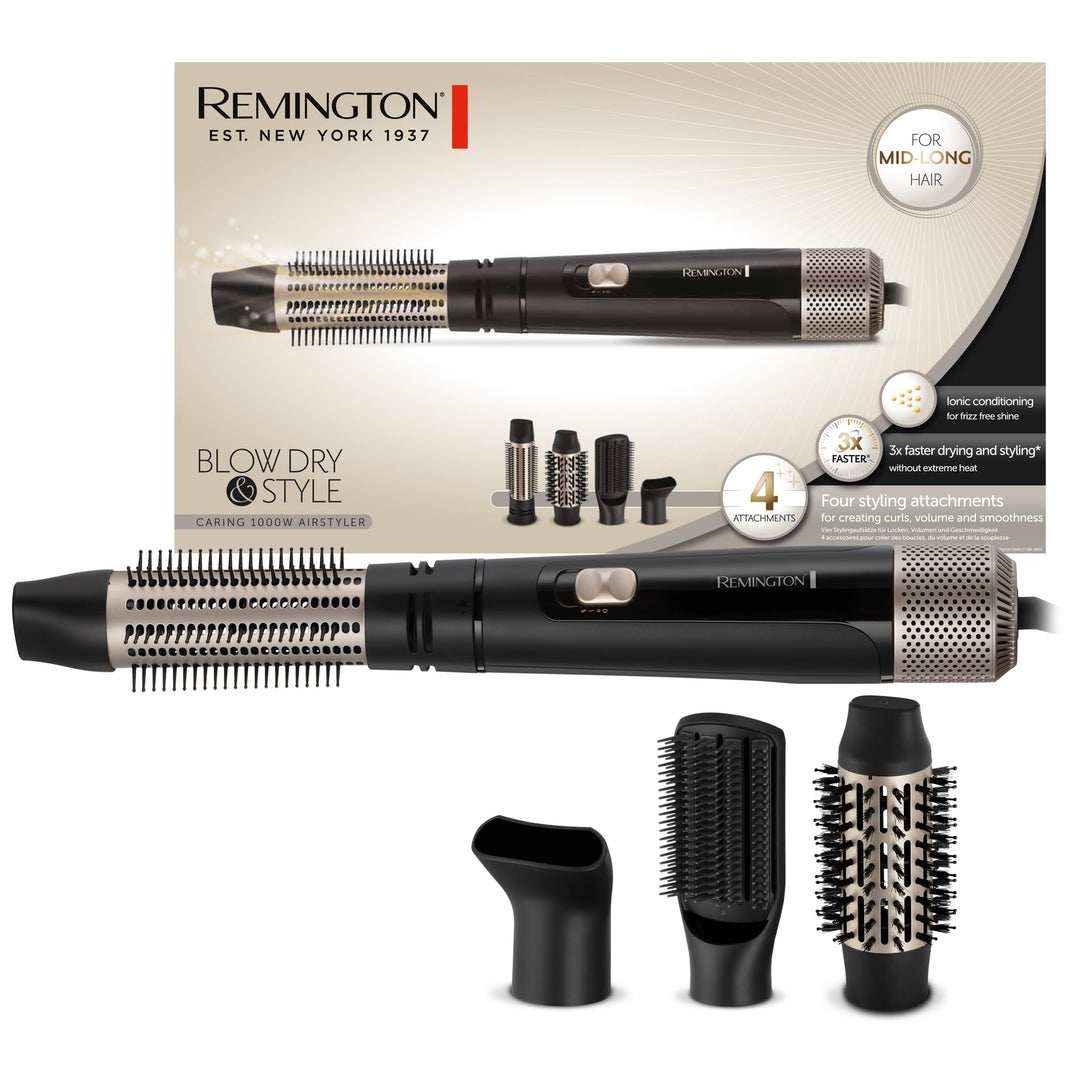 Remington Warmluftbürste [inkl. 4 Aufsätze: 38mm&50mm Rundbürste, Stylingdüse, Flachbürste] Blow Dry