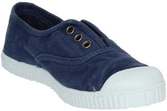 CIENTA - Blauer Schuh aus Stoff, made in Spain, auf der Vorderseite ein elastischer Einsatz, goldene