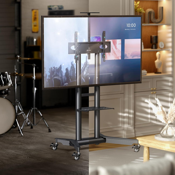 ONKRON TV Ständer rollbar für 32-75 Zoll TV bis zu 60 kg, Fernsehständer höhenverstellbar 200x200-60