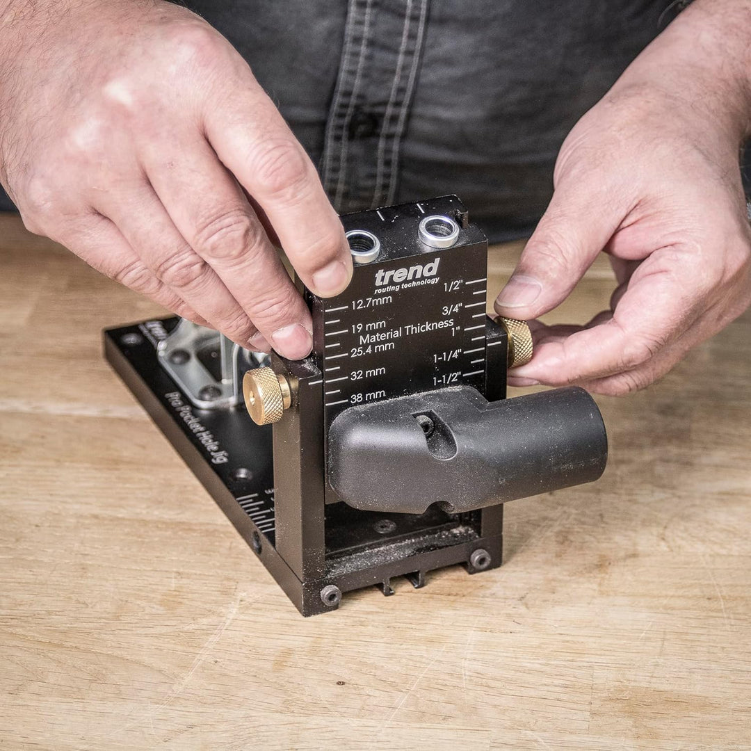 Trend Professional Pocket Hole Jig Kit mit Aufbewahrungstasche und 100 gemischten Schrauben, PH/JIG/