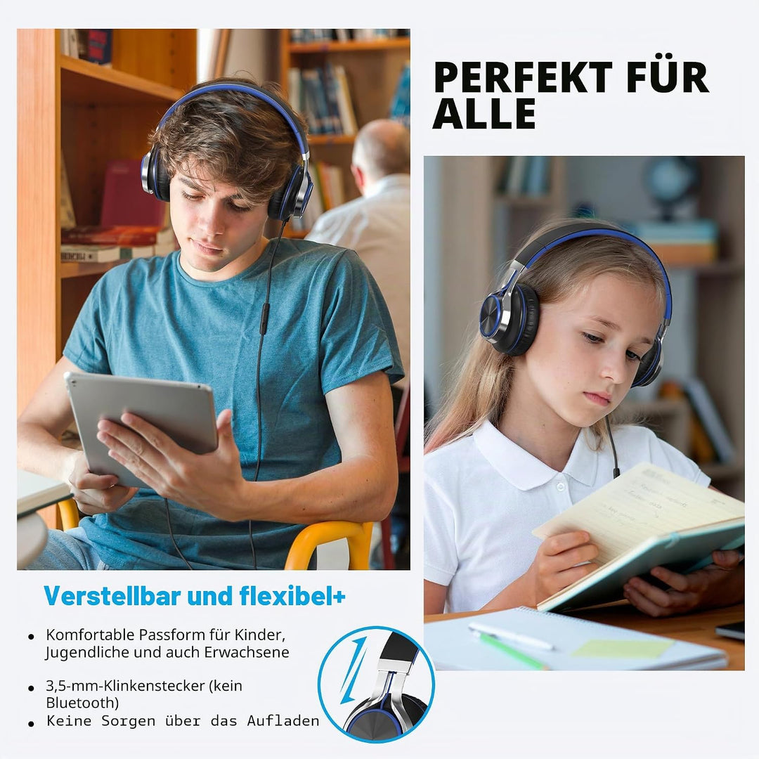 AILIHEN C8 Kopfhörer mit Kabel Mikrofon und Lautstärkeregler Faltbar 3,5mm Headsets On-Ear für Smart