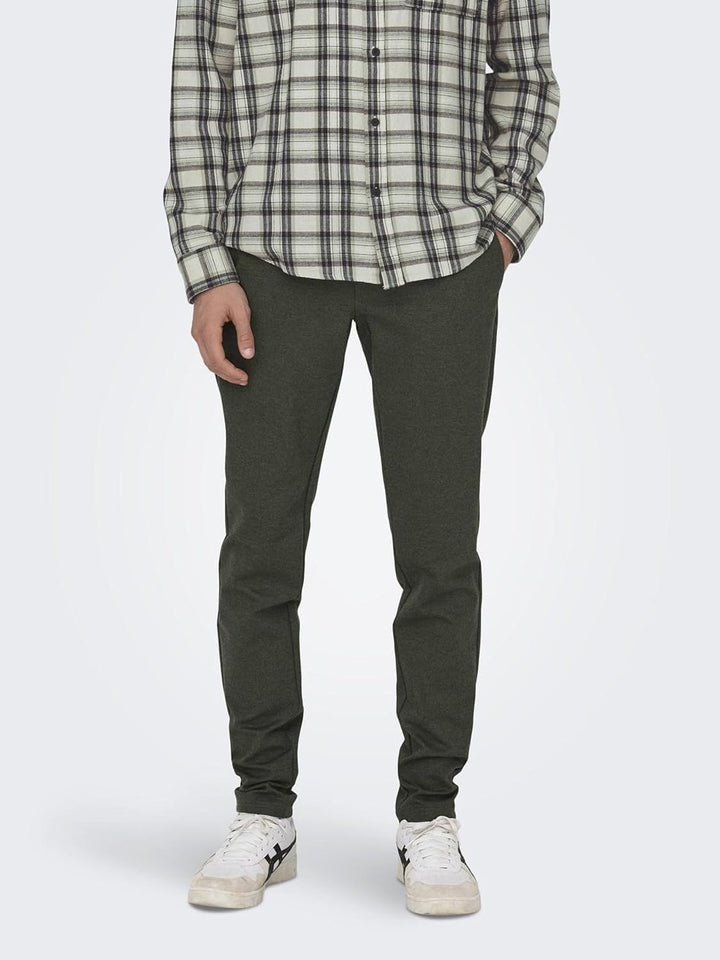 ONLY & SONS Herren Chino Hose ONSMARK 2911 - Slim Fit - Schwarz W28-W38 Stretch 30W / 34L Olive Nigh