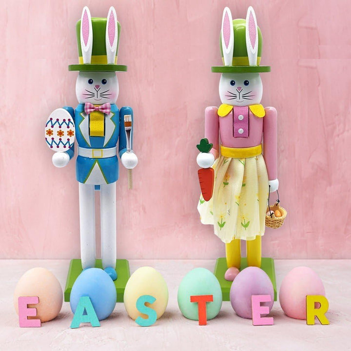 Wudaizhi Osterhasen-nussknacker-Dekoration – Holzhasenfiguren Als Frühlingsdekoration Für Zuhause, B