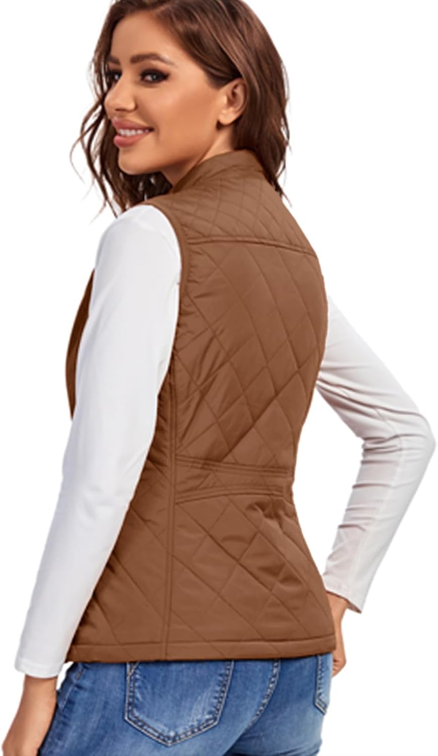 fuinloth Damen Weste mit Stehkragen Westen Steppweste Leicht Ärmellos Jacke mit Reissverschluss Tasc