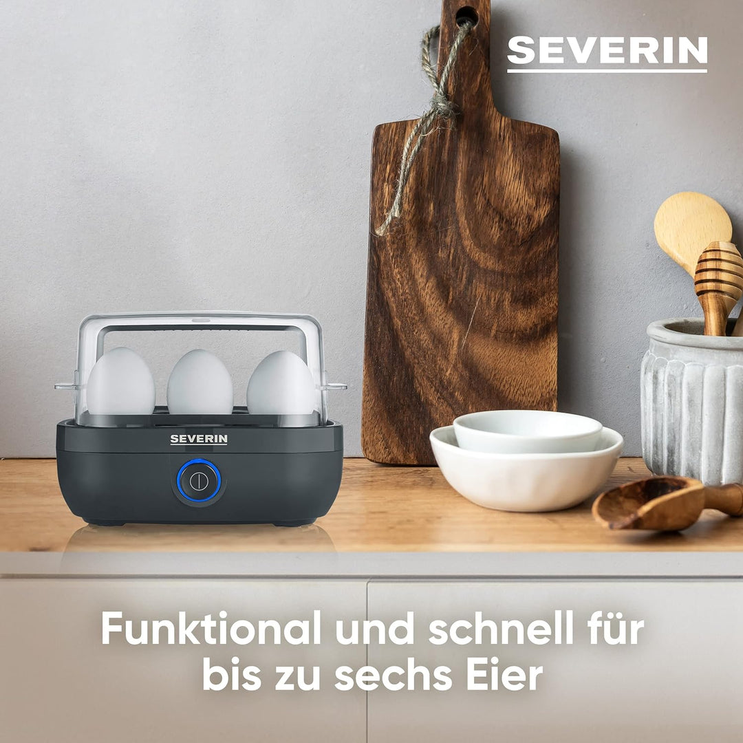 SEVERIN Eierkocher für 6 Eier mit elektronischer Kochzeitüberwachung, inkl. Messbecher mit Eierstech