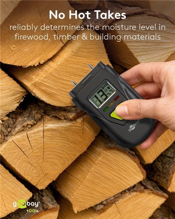 goobay Feuchtigkeitsmessgerät für Holz, Beton, Gips & Wände – Digitales Feuchtigkeitsmesser mit LCD-