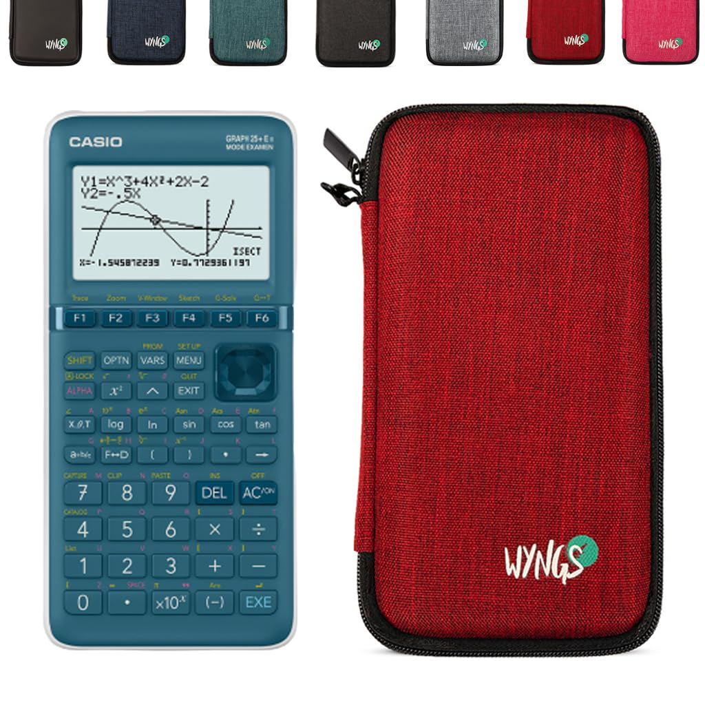 CALCUSO Sparkpaket: Casio Graph 25 E II + WYNGS Schutztasche rot + Erweiterte Garantie von CALCUSO R