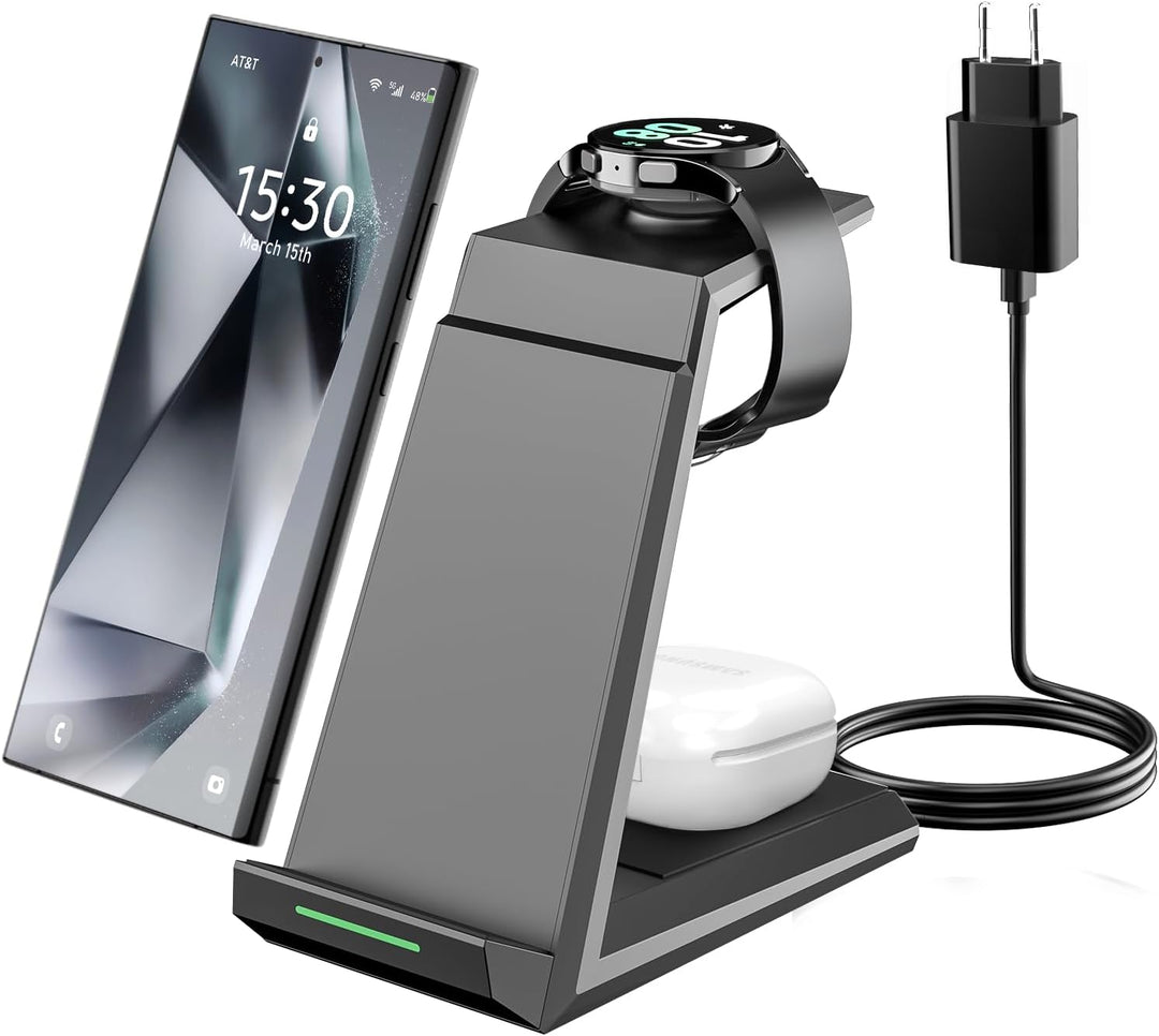 NANAMI Induktive Ladestation für Samsung Wireless Charger 3 in 1 Ladestation Kompatibel für Galaxy W