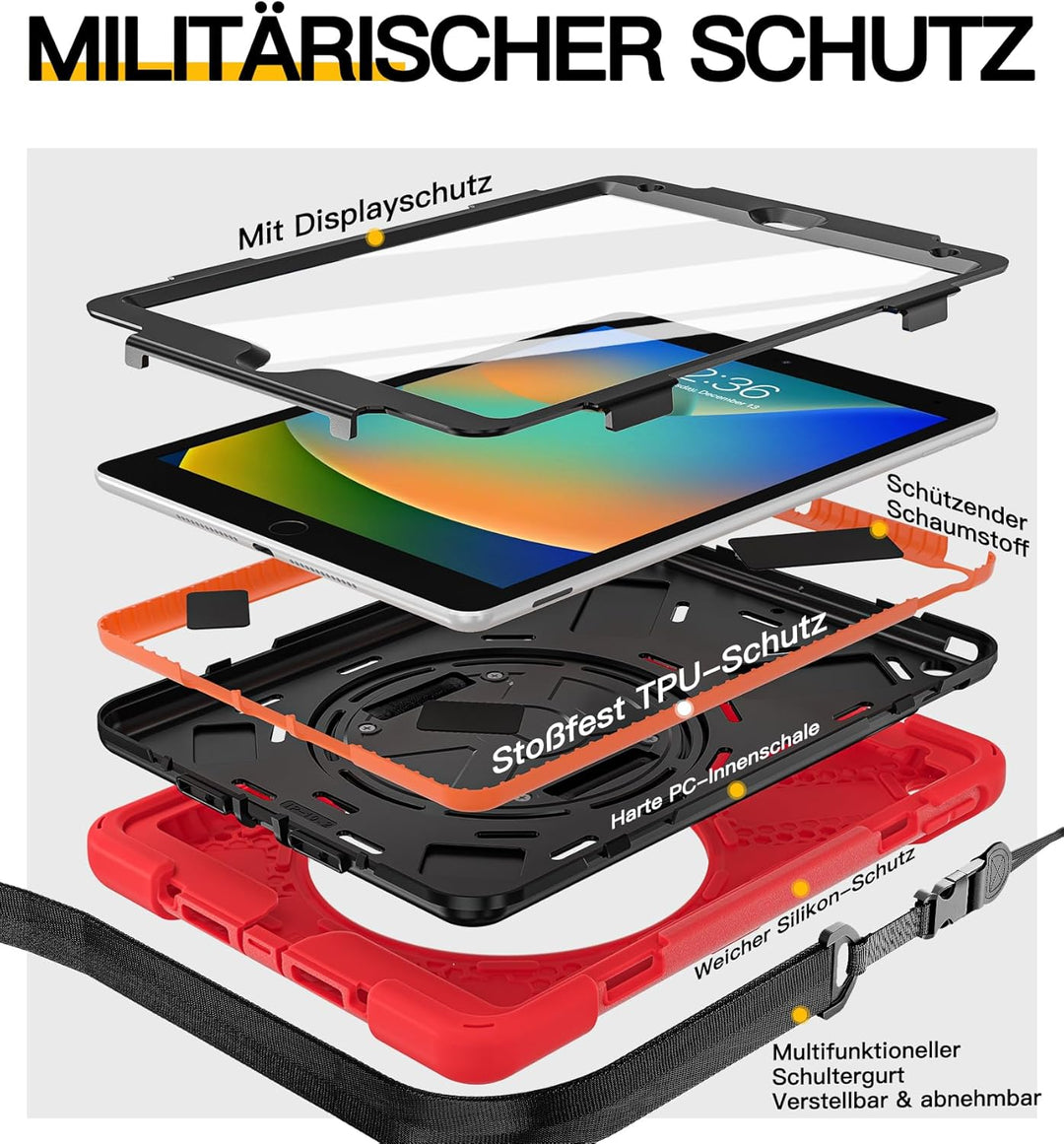 BRAECN Hülle für Neue iPad 10.2 Zoll (iPad 9./8./7. Generation), Robuste Stossfeste Schutzhülle mit