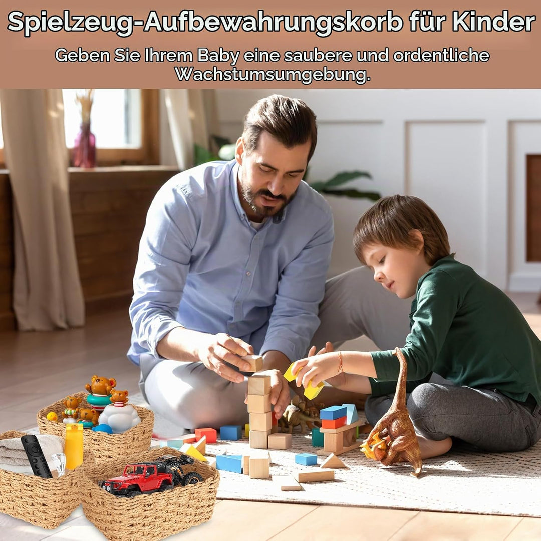 Aufbewahrungskorb Geflochten,5 Stapelbarer Badezimmer Körbe Aufbewahrung,Aus Papierkordeln geflochte