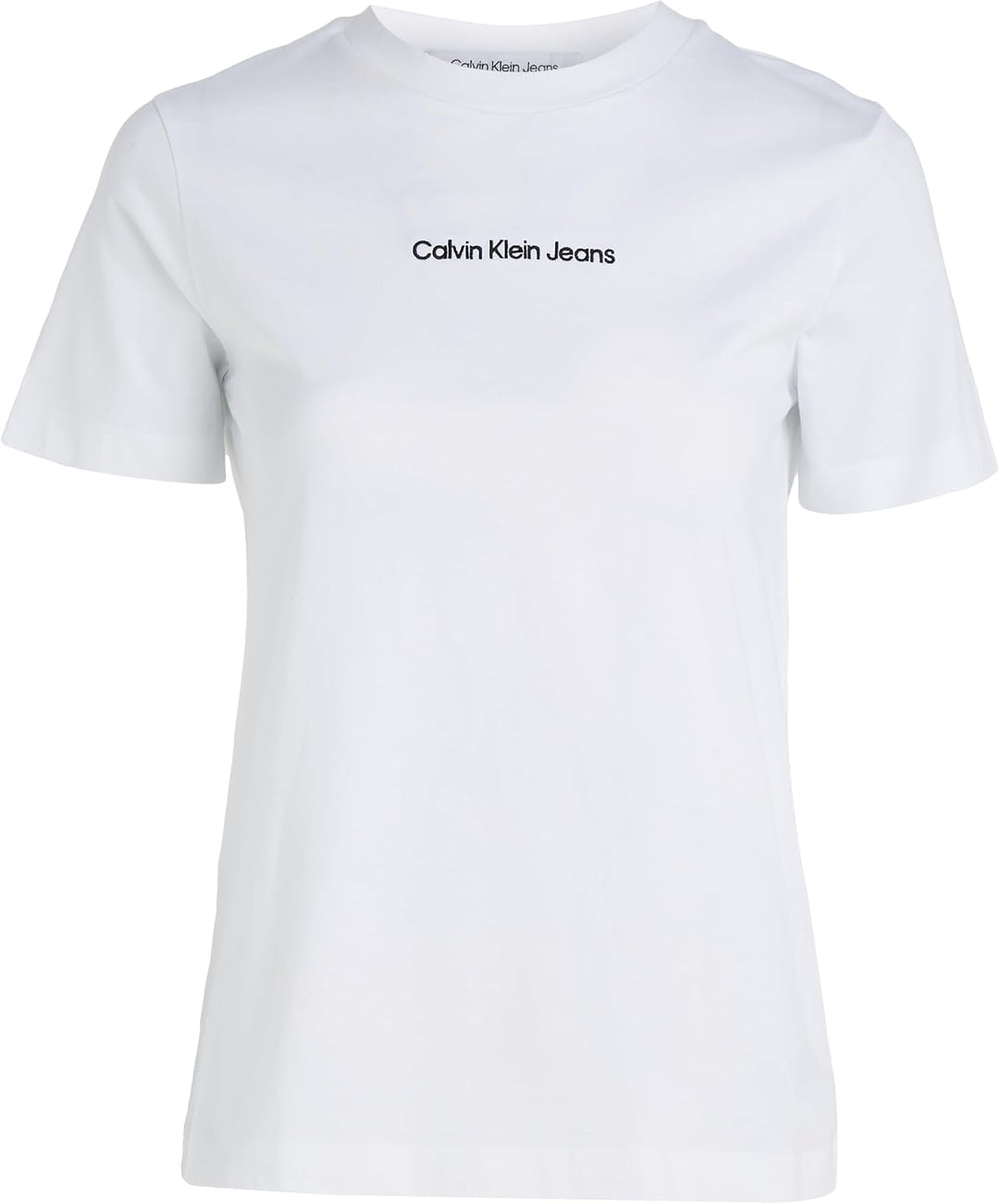 Calvin Klein Jeans Damen T-Shirt Kurzarm Institutional Straight Rundhalsausschnitt S Bright White, S