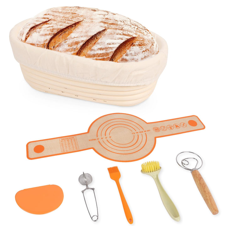 Gärkörbchen Oval 25 cm, Brotbackkorb zum Backen, Gärkorb Brot Set für Anfänger und Erfahrener Bäcker