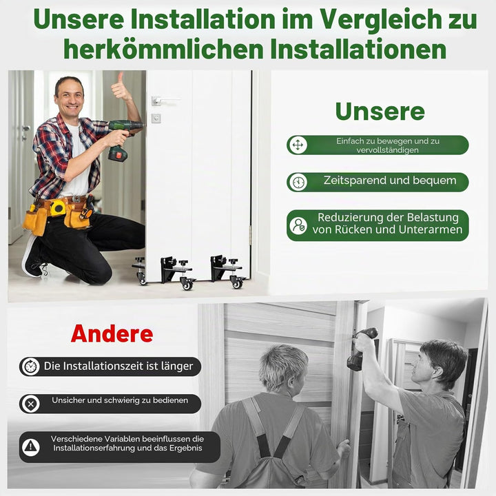 Türheber-Werkzeug-Set mit 2 robusten Tür-Installationshebern, Unterlegscheiben, Wasserwaage, Filzsch