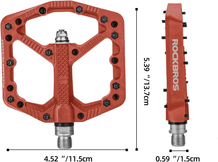 ROCKBROS Fahrradpedale Nylon MTB Pedale rutschfest Verschleissfest 9/16’’ Pedale für MTB, Rennrad, E