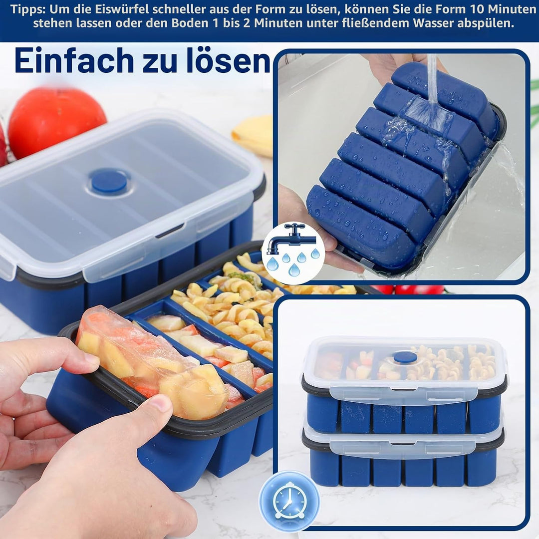 Webake Suppen Einfrieren Behälter Silikon Gefrierform mit Deckel 2 Stück 6 Löcher Gefrierbehälter Me