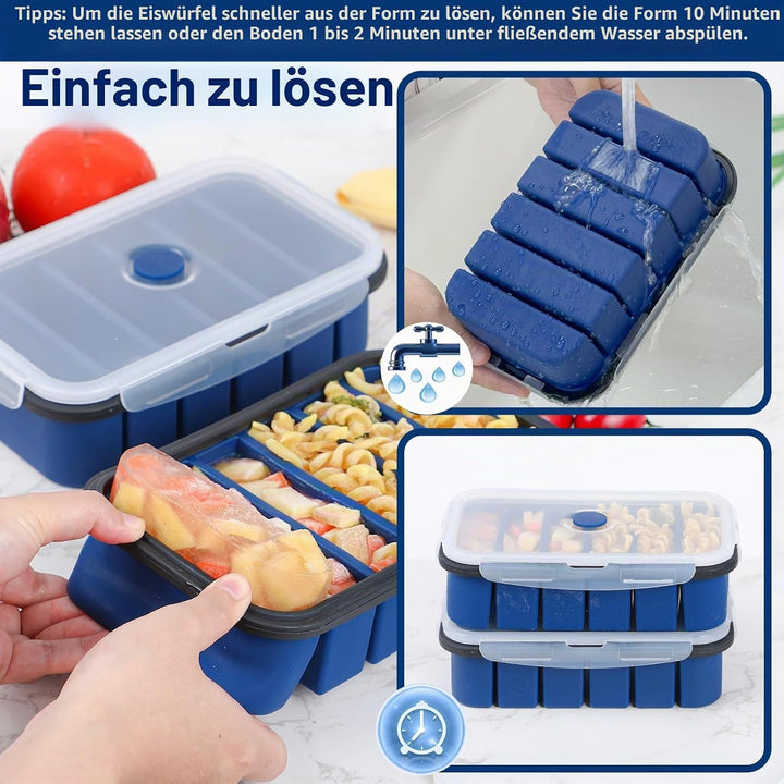 Webake Suppen Einfrieren Behälter Silikon Gefrierform mit Deckel 2 Stück 6 Löcher Gefrierbehälter Me