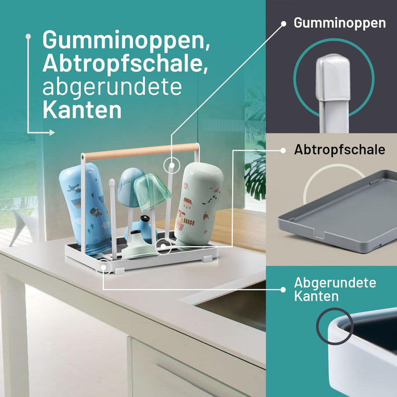 D&D Living All-in-One Flaschenhalter für SodaStream - Abtropfgestell für Flaschen Aller Art: Duo, Cr