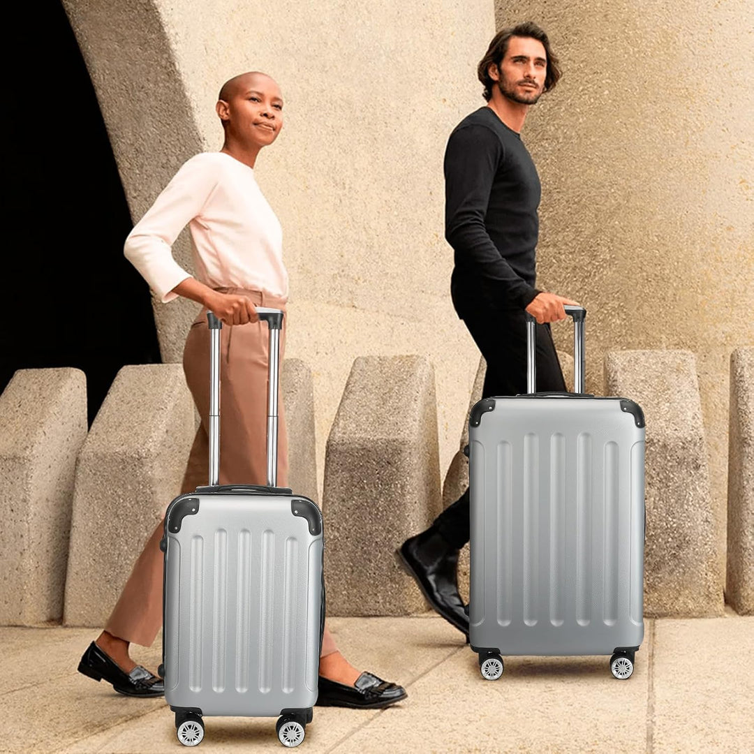 JOROBURO Kofferset 3 Teilig, ABS Hartschalenkoffer Set,Trolley Koffer mit 4 x 360°Drehbaren Rollen u