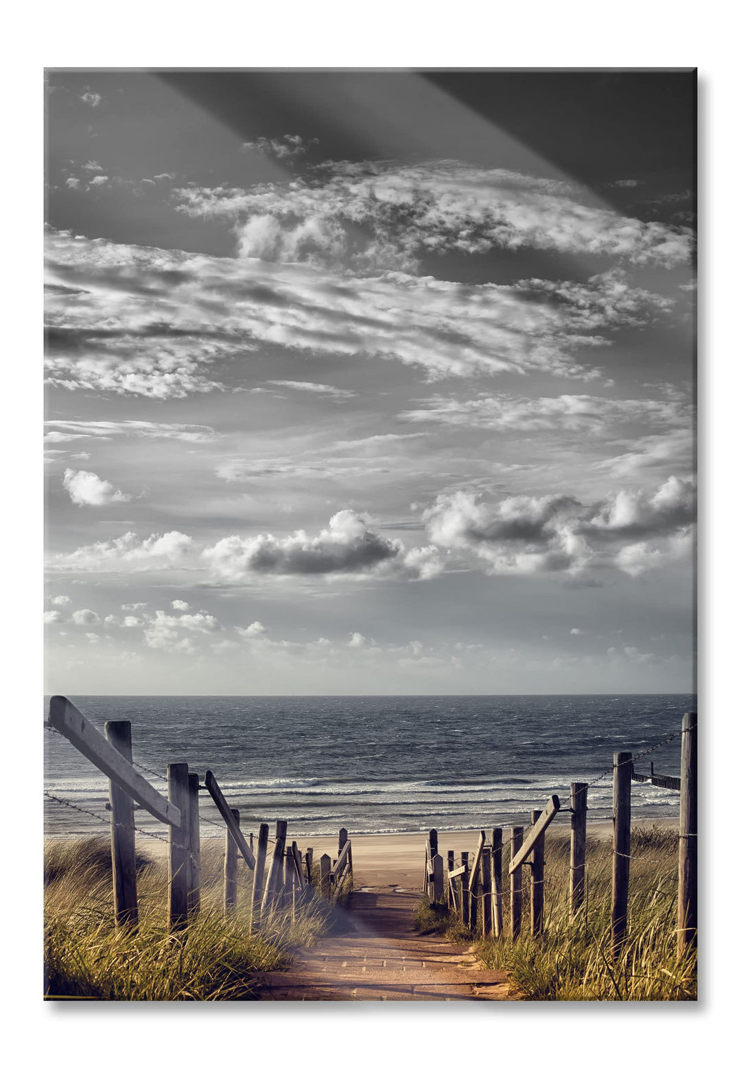 Pixxprint Glasbild | Wandbild aus Echtglas | Weg zum Strand am Meer | 70x100 cm | inkl. Aufhängung u