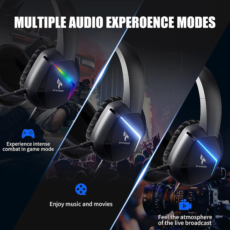 Somic 2.4G Wireless-Gaming-Headset für PS4, PS5, PC mit abnehmbarem Mikrofon und RGB-Regenbogen-LED,