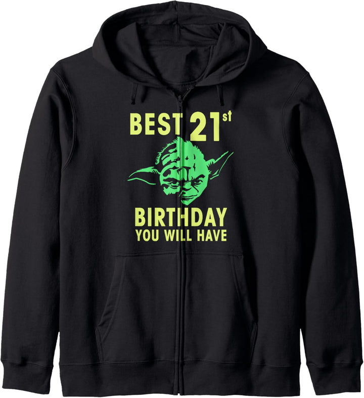 Star Wars Yoda Best 21st Birthday You Will Have Stencil Kapuzenjacke