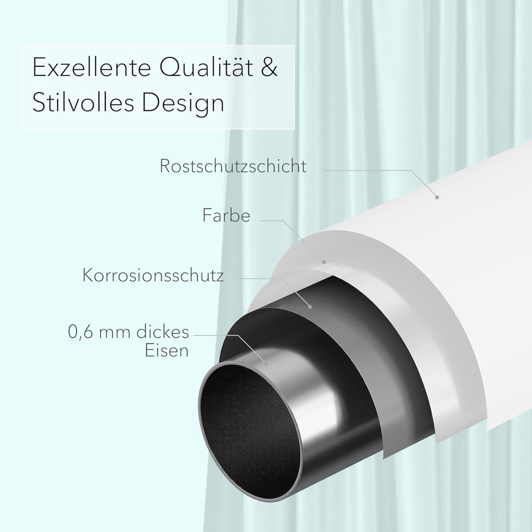 Teleskopstange ausziehbar (weiss, 70-120 cm) Kein Bohren & Rost, rutschfest, verstellbar Duschvorhan