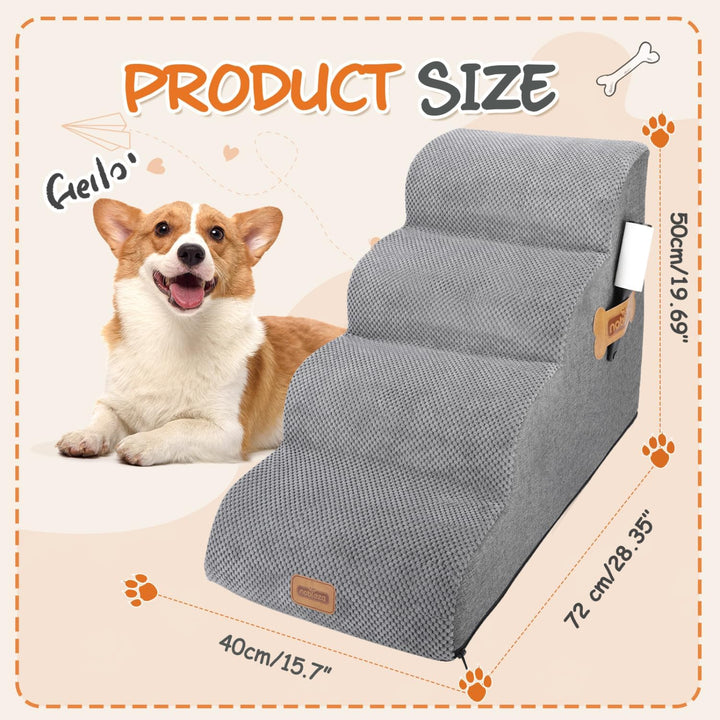 Nobleza Hundetreppe, Hundetreppe für Kleine Hunde 50cm, Hunderampe für Couch aus Hochdichtem Schwamm