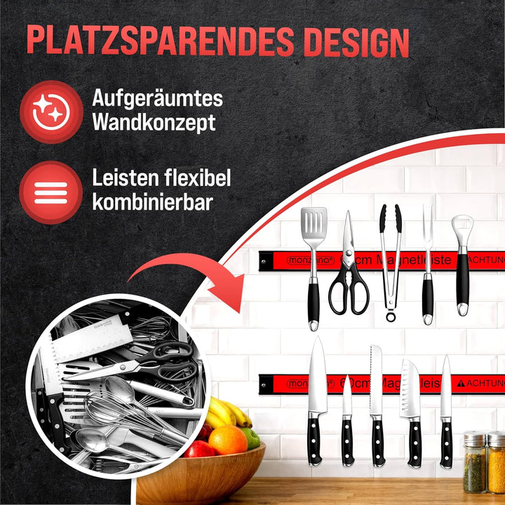 DEUBA® 6x Magnetleiste 60cm 23kg Tragkraft Magnetisch Werkzeugleiste Werkzeughalter Werkzeugwand Wer