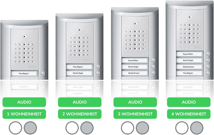 Ritto Entravox Türstation Audio für 4 Familienhaus - Beleuchtete Klingeltaste und Namensschild - van