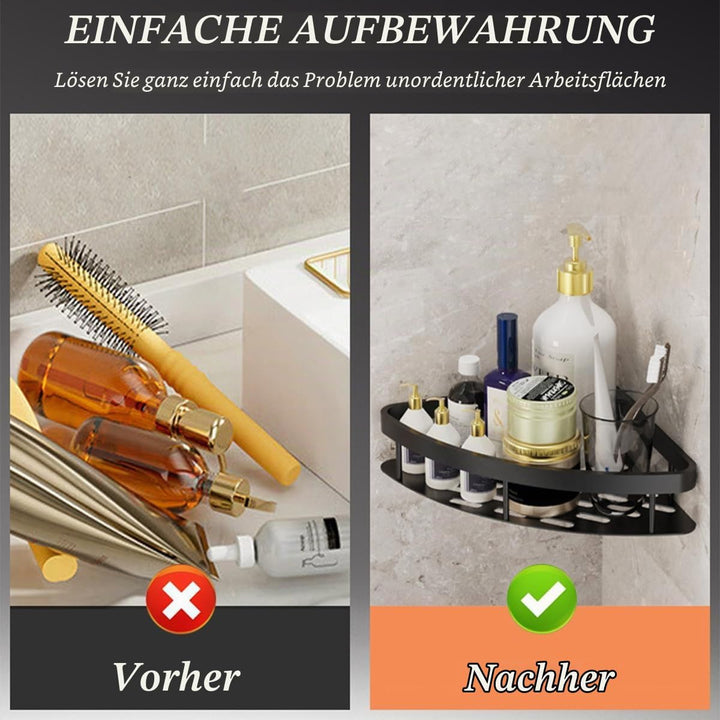JUVEL Duschregal Ohne Bohren Ecke- 2 Stück Selbstklebend Matte Finish Duschregal Rostschutz Duschabl