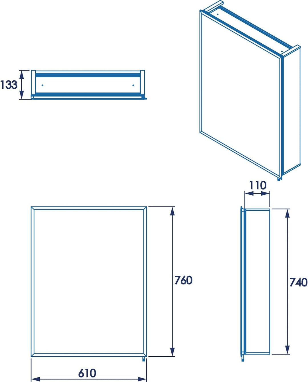 Croydex WC101469 Aluminiumschrank mit 1 Tür, 61 x 76 cm 61 x 76 cm Einzeltür, 61 x 76 cm Einzeltür