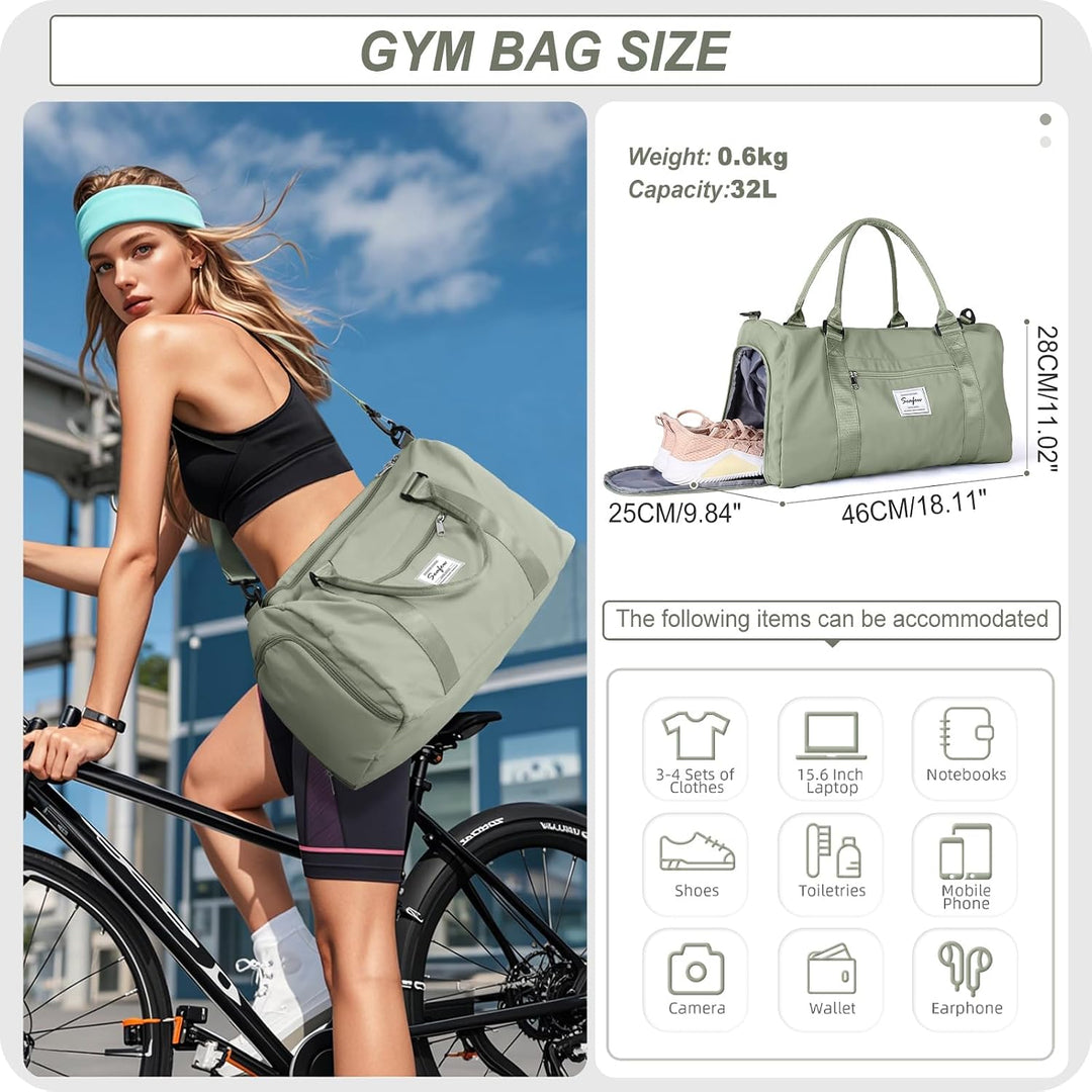 HYC00 Sport Duffel Bag Damen Handgepäck Sporttasche für Damen und Herren mit Nassfach &amp; Schuhfach, R