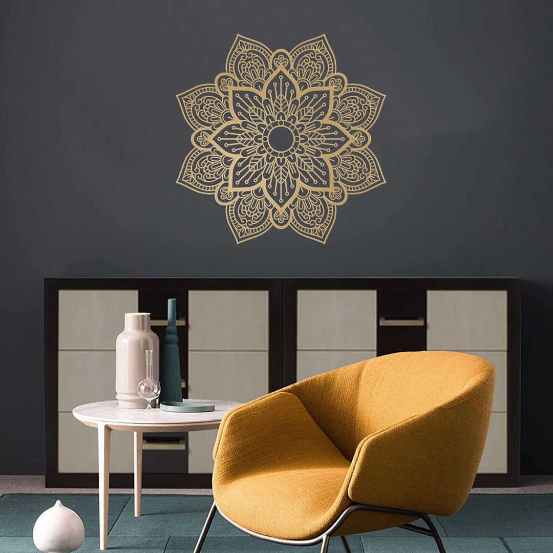 Resama Grosse runde Mandala-Wanddekoration aus Metall, einzigartige Lotusblume, Wandkunst für Wohnzi