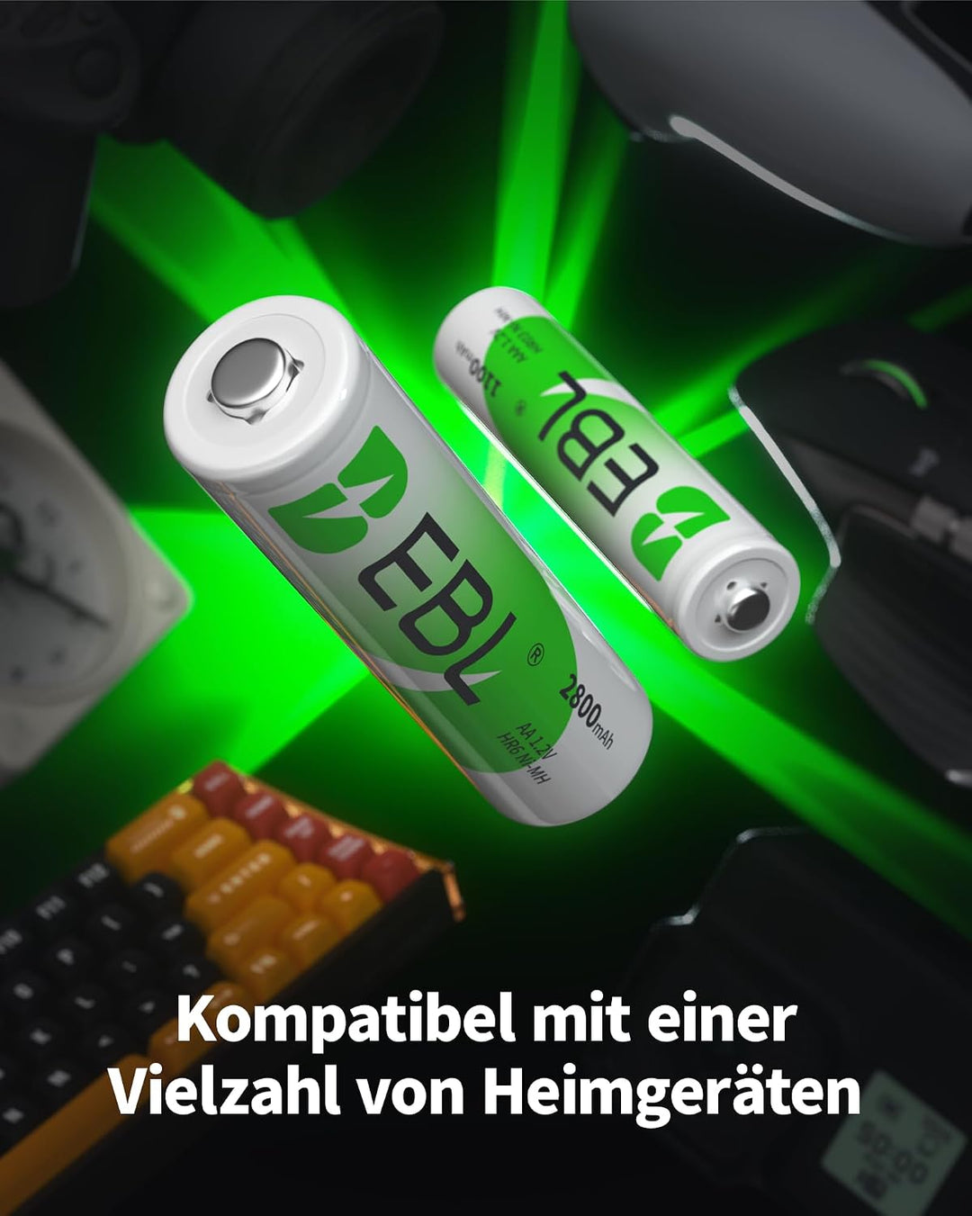 EBL AA AAA Akku Pack 24 Stück - AA Akku 2800mAh 12 Stück mit AAA Akku 1100mAh 12 Stück, 1,2V NI-MH w
