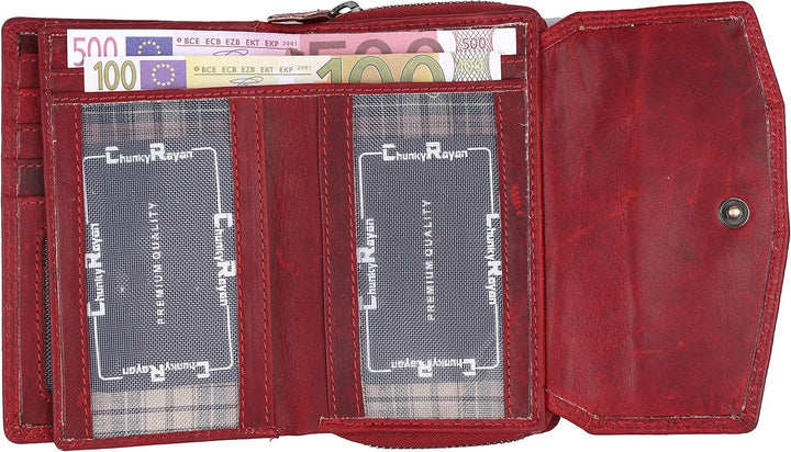 Chunkyrayan Echtleder Damen Geldbörse Hochwertig Vintage RFID Schutz inklusive Leder Schlüsselanhäng