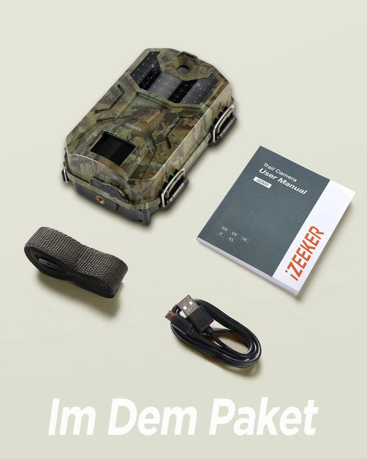 iZEEKER Wildkamera 20MP 1080P, Jagdkamera mit unsichtbaren Infrarot 940nm LEDs, IP66 Wasserdicht Bew