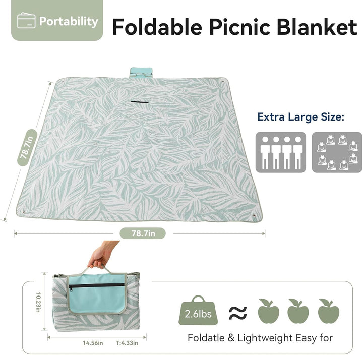 OESSUF Picknickdecke wasserdicht 200x200, extra grosse Picknickdecke XXL Stranddecke sandfrei tragba