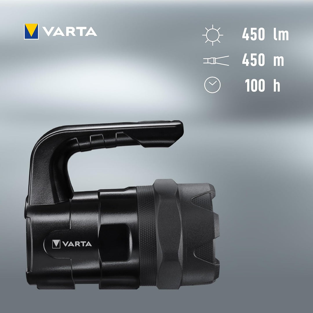 VARTA Taschenlampe LED Laterne inkl. 6x AA Batterien, Indestructible BL20 Pro Arbeitsleuchte, zwei L