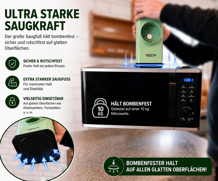 SPECTA Gemüsereibe, 3-in-1 Gemüseschneider, Trommelreibe, Gemüsehobel, Käsereibe, XXL Einfüllschacht